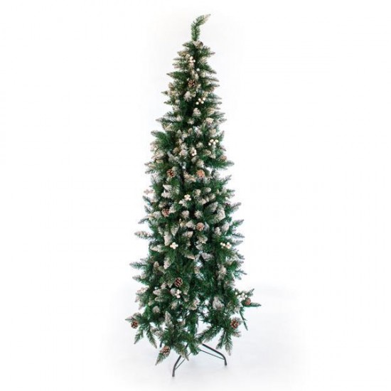 ΔΕΝΤΡΟ ΕΛΑΤΟ ΒΟΥΚΟΥΡΕΣΤΙ ΧΙΟΝΙΣΜΕΝΟ ΜΕ ΛΕΥΚΑ BERRY 240CM 600-30627 | MAGIC CHRISTMAS Χριστουγεννιάτικα Δέντρα