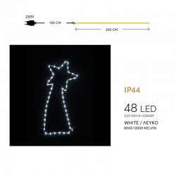 ΚΟΜΗΤΗΣ 2m LED ΦΩΤΟΣΩΛΗΝΑΣ ΜΟΝΟΚΑΝΑΛΟΣ ΛΕΥΚΟΣ IP44 | MAGIC CHRISTMAS