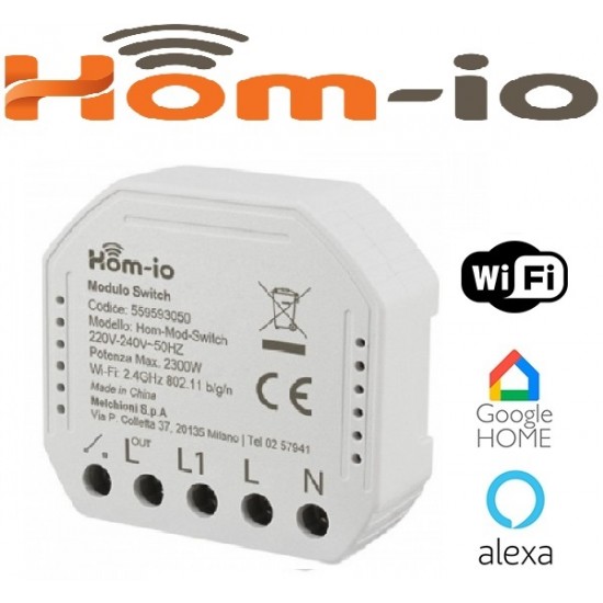 Hom-io Smart Ενδιάμεσος Διακόπτης Wi-Fi Αλε-Ρετουρ Hom-Io Smart Home