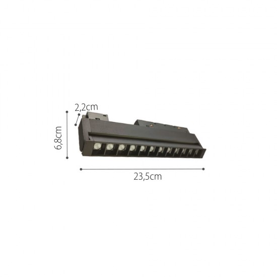 InLight Φωτιστικό LED 12W 4000K για μαγνητική ράγα σε μαύρη απόχρωση D:22cmX10,5cm (T01602-BL) 