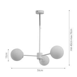 Κρεμαστό φωτιστικό από λευκό μέταλλο και λευκή οπαλίνα 3XG9 D:45cm (5012-3)| INLIGHT