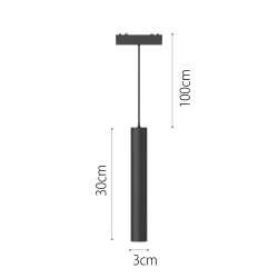 InLight Φωτιστικό LED 6W 3000K για Ultra-Thin μαγνητική ράγα σε μαύρη απόχρωση D:3x30cm (T04401-BL)