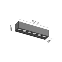 InLight Φωτιστικό LED 6W 3000K για Ultra-Thin μαγνητική ράγα σε μαύρη απόχρωση D:12,2cmX2,4cm (T02801-BL)