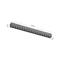 InLight Φωτιστικό LED 18W 3000K για Ultra-Thin μαγνητική ράγα σε μαύρη απόχρωση D:33,8cmX2,4cm (T02901-BL)