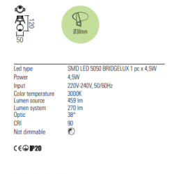 ΧΩΝΕΥΤΟ ΣΠΟΤ LED 4.5W ΚΑΦΕ 01-1830 OBO| REDO GROUP